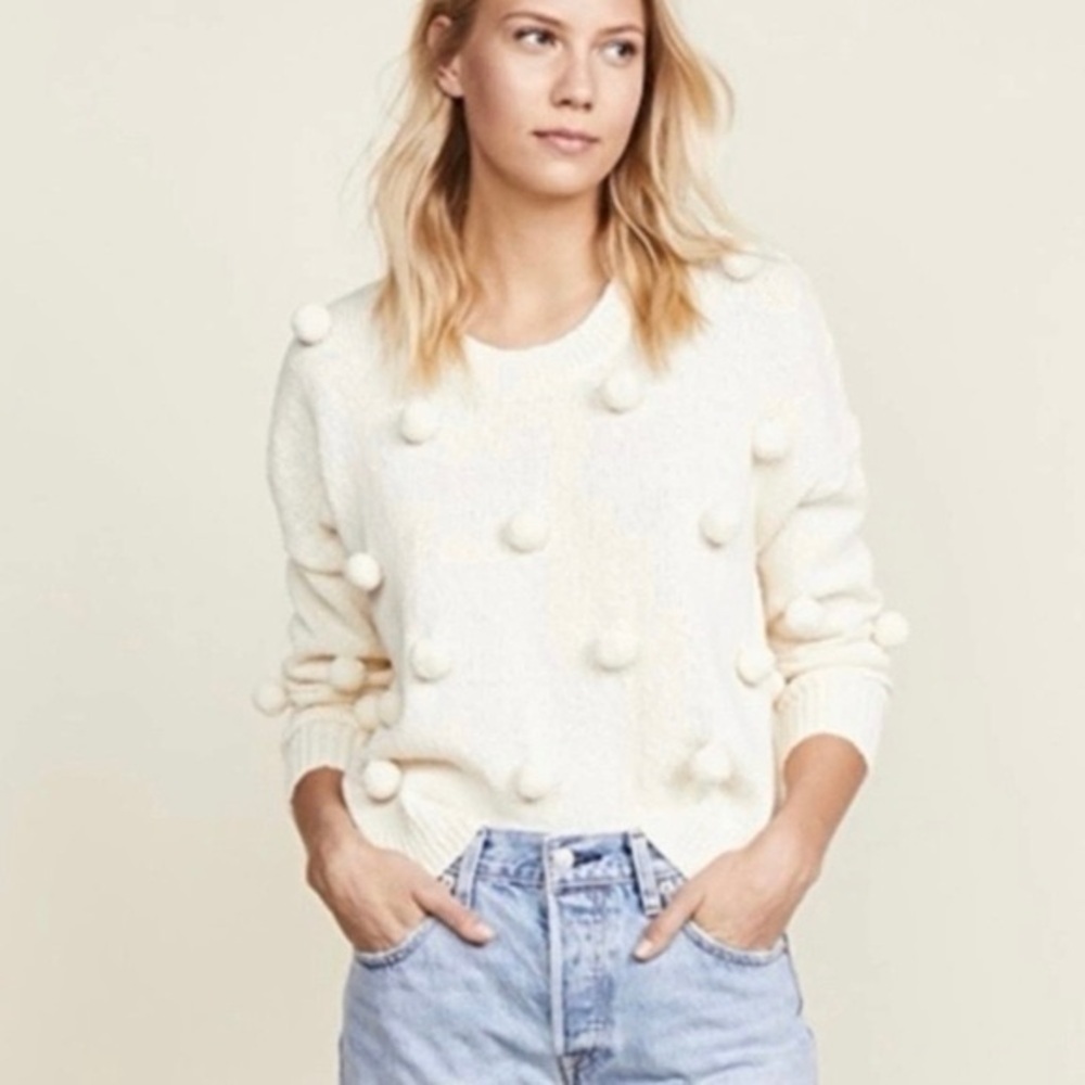Aerie Beige Pom pom Sweater Large